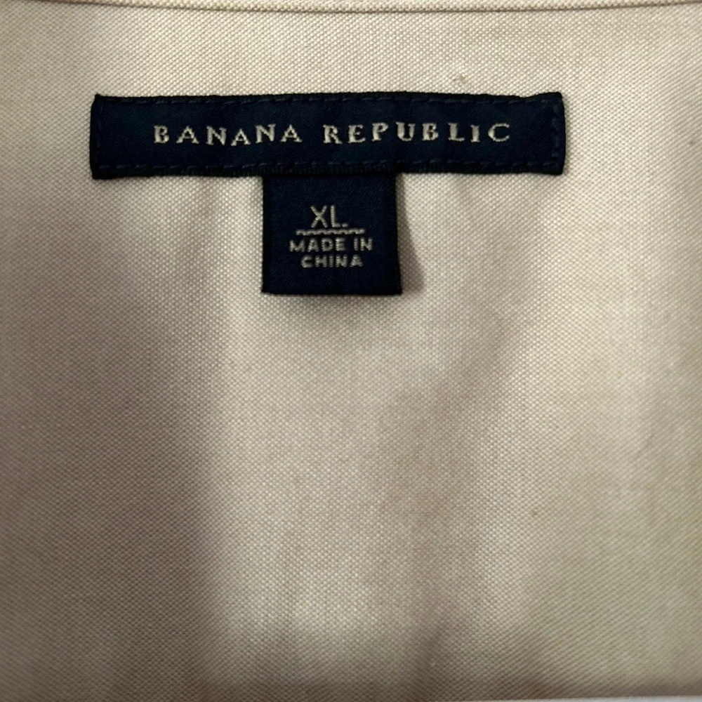 Vintage Banana Republic Y2K Resort Pintuck Camp Shirt XL 100% Cotton 2003 Cabana